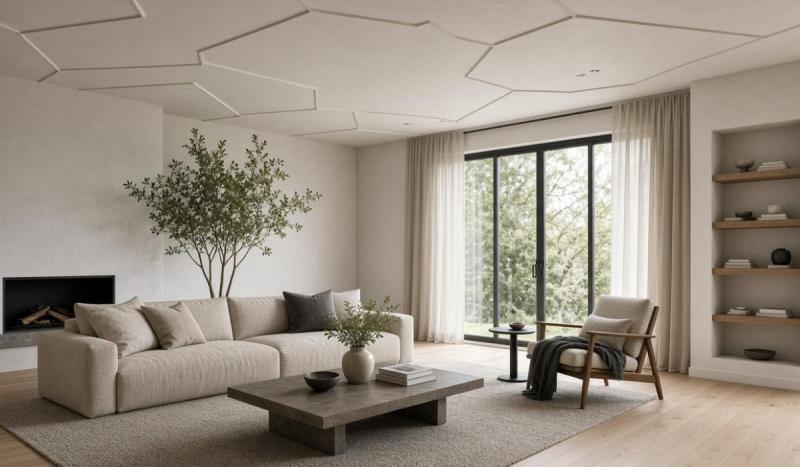 İnce geometrik hatlı modern kartonpiyer tavan